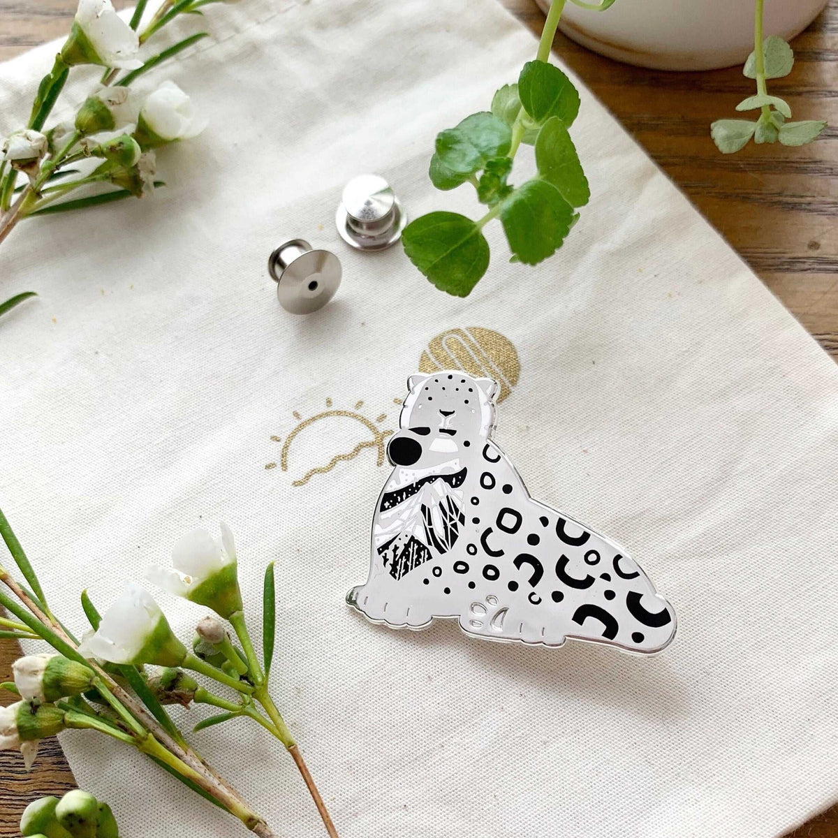Snow Leopard Enamel Pin Brooches & Lapel Pins