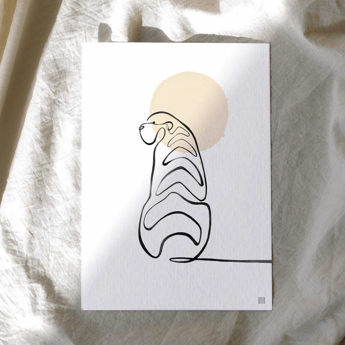 Set of 5 Animal One Line Art Print Postcard Post Cards