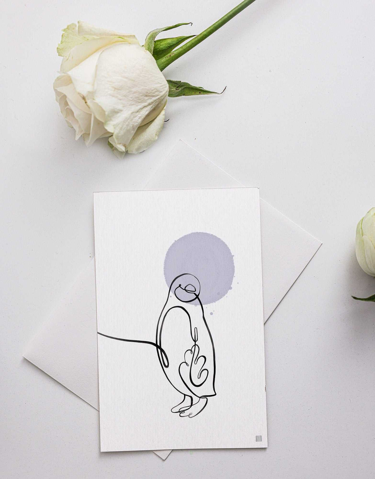 Penguin One Line Art Print Postcard Post Cards