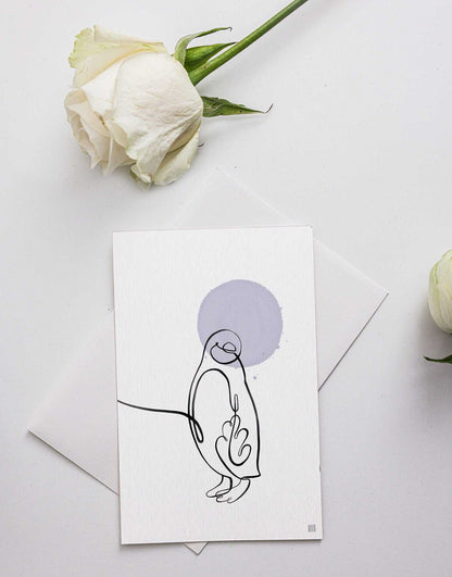 Penguin One Line Art Print Postcard Post Cards
