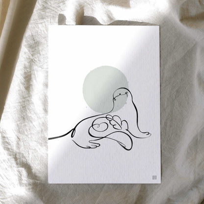 Sea Lion One Line Art Print Postcard Post Cards