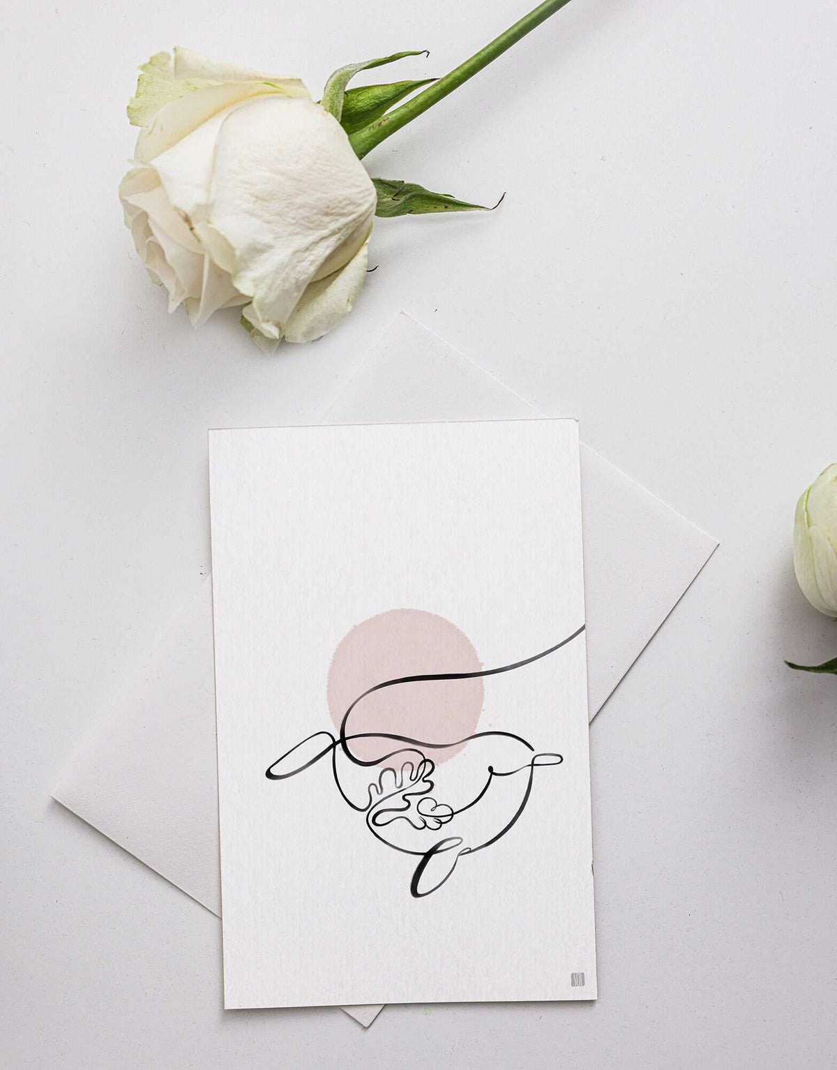 Narwhal One Line Art Print Postcard Post Cards