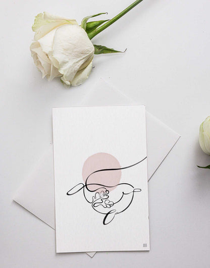 Narwhal One Line Art Print Postcard Post Cards