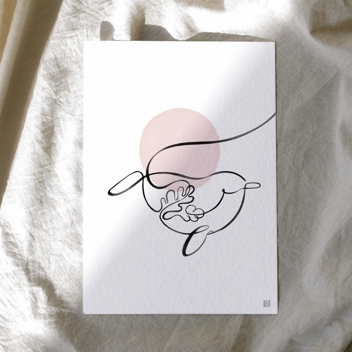 Narwhal One Line Art Print Postcard Post Cards