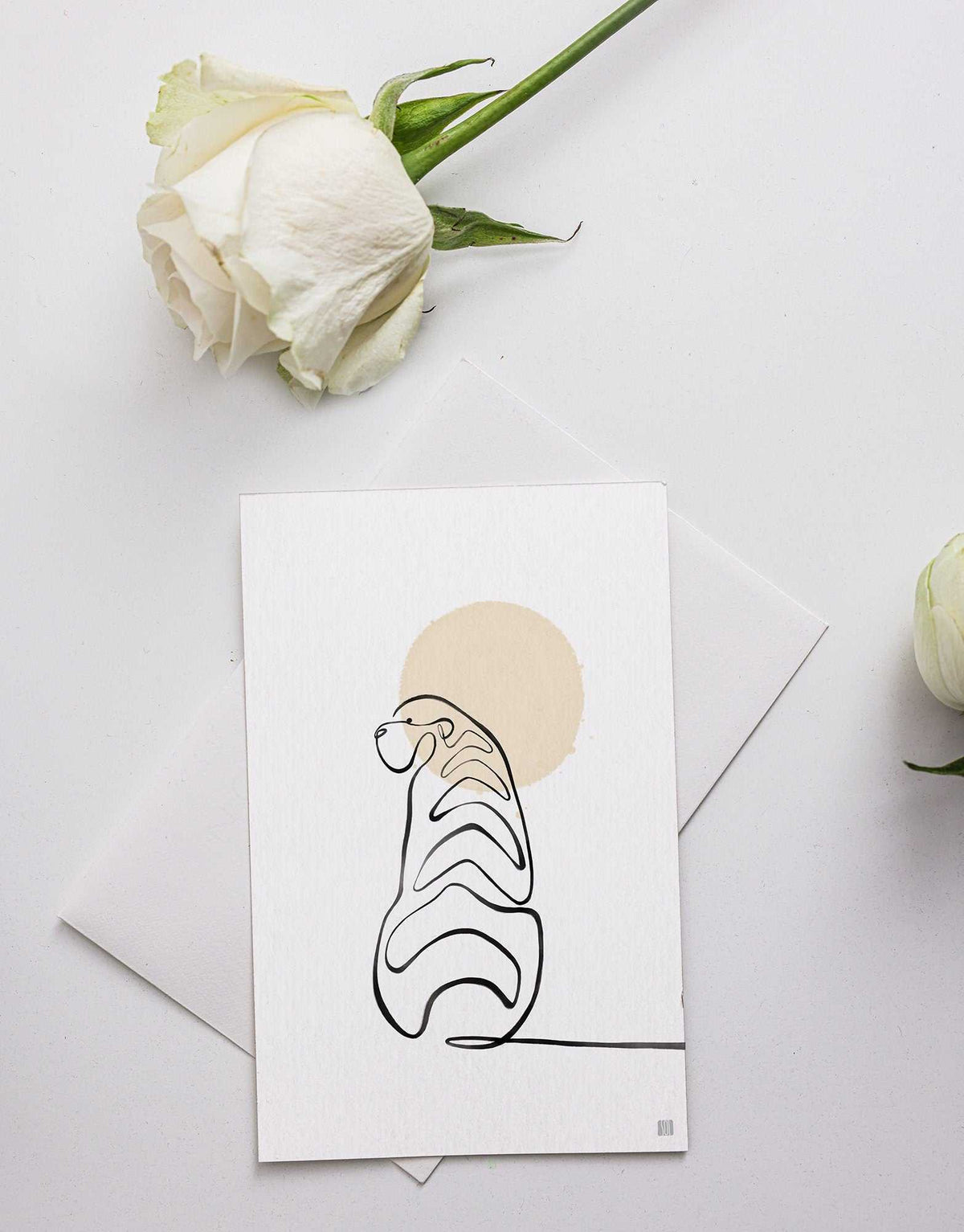 Tiger One Line Art Print Postcard Post Cards