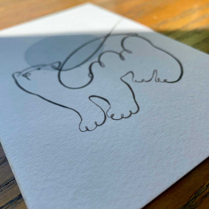 Polar Bear One Line Art Print Postcard Post Cards
