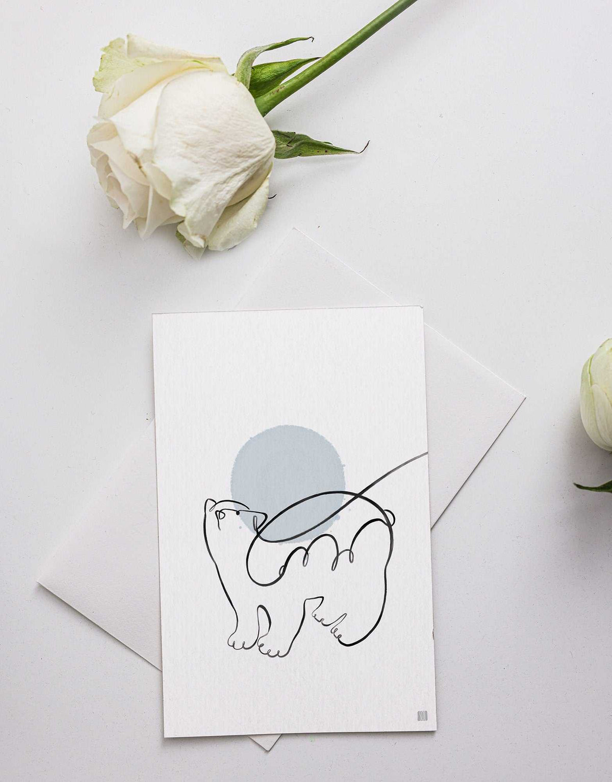 Polar Bear One Line Art Print Postcard Post Cards