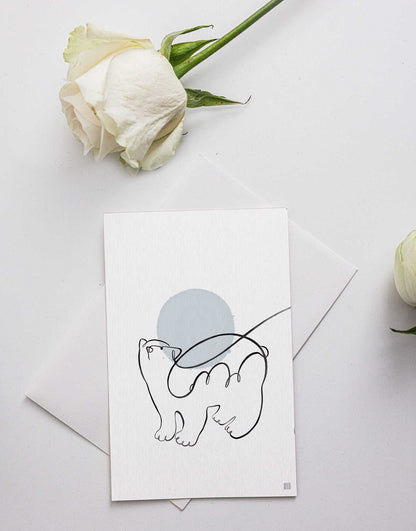 Polar Bear One Line Art Print Postcard Post Cards