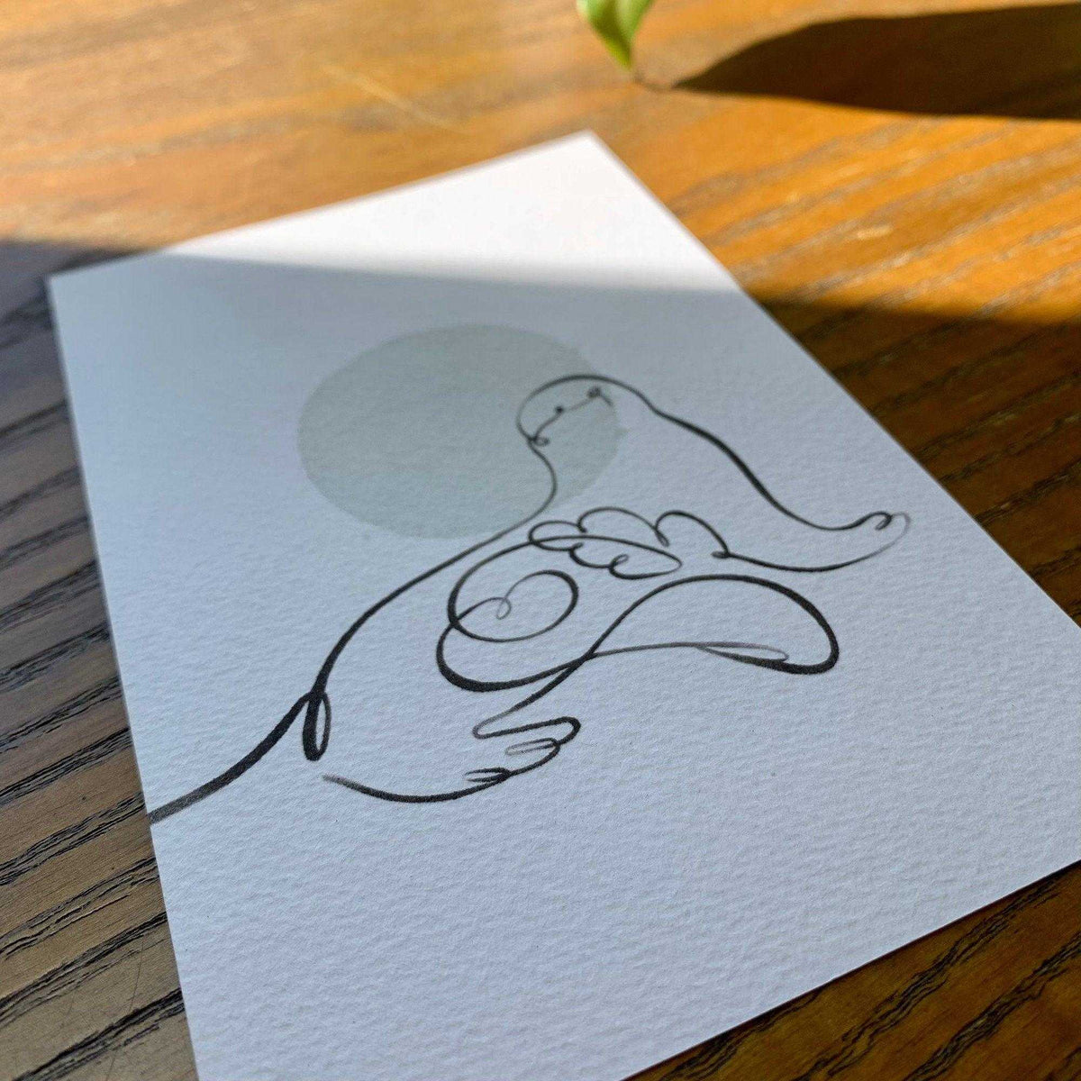 Sea Lion One Line Art Print Postcard Post Cards