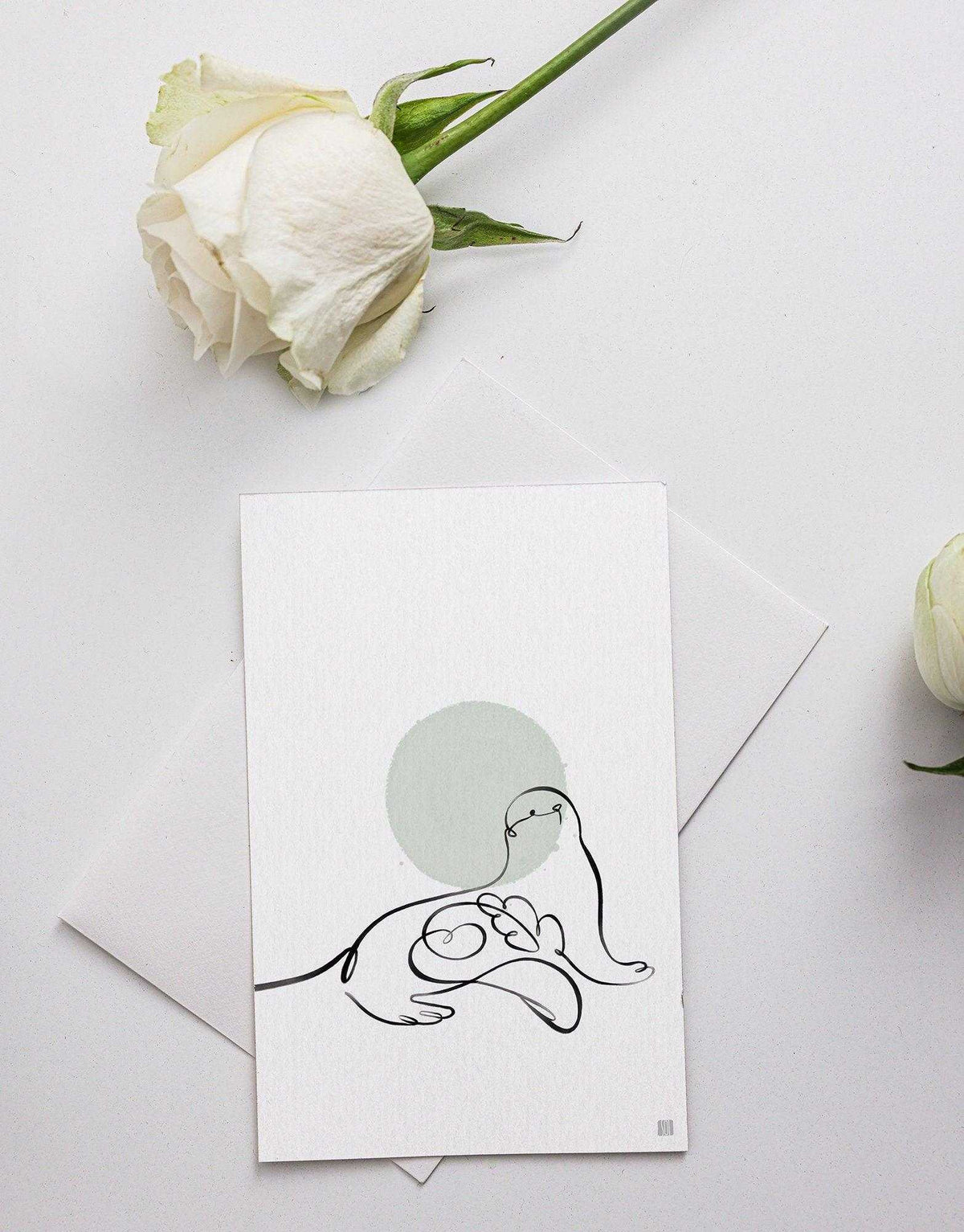 Sea Lion One Line Art Print Postcard Post Cards