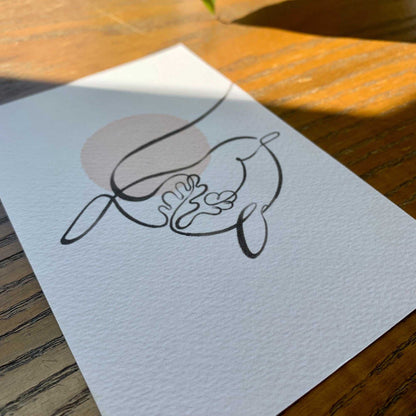 Narwhal One Line Art Print Postcard Post Cards