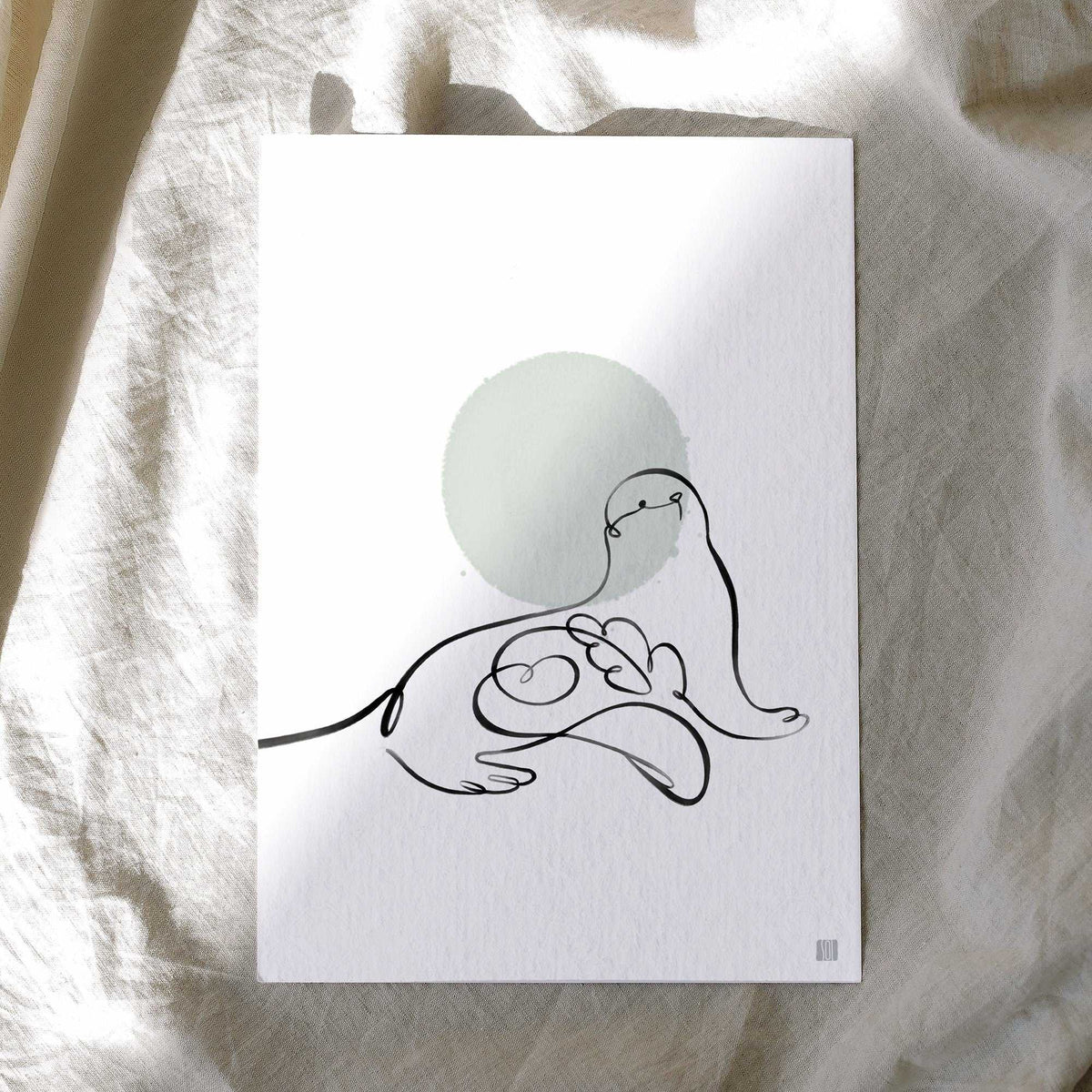 Set of 5 Animal One Line Art Print Postcard Post Cards