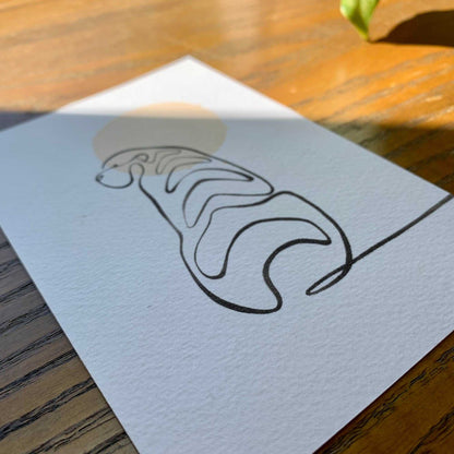 Tiger One Line Art Print Postcard Post Cards