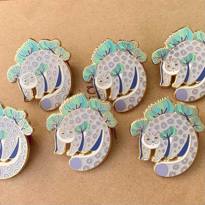 Snow Leopard, Pine tree Enamel Pin Brooches & Lapel Pins