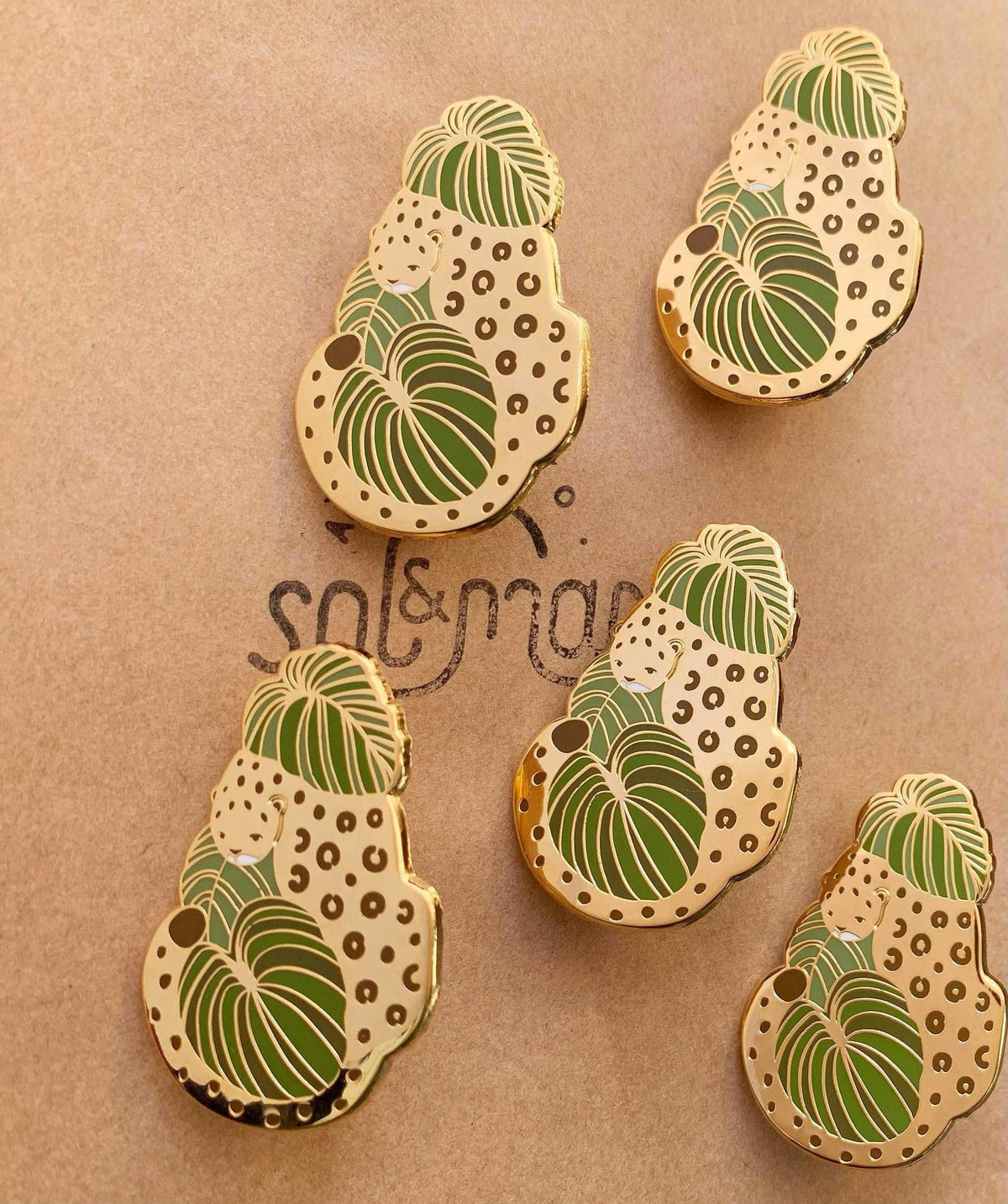 Leopard, Alocasia leaves Enamel Pin Brooches & Lapel Pins
