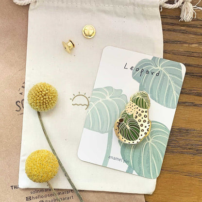 Leopard, Alocasia leaves Enamel Pin Brooches & Lapel Pins