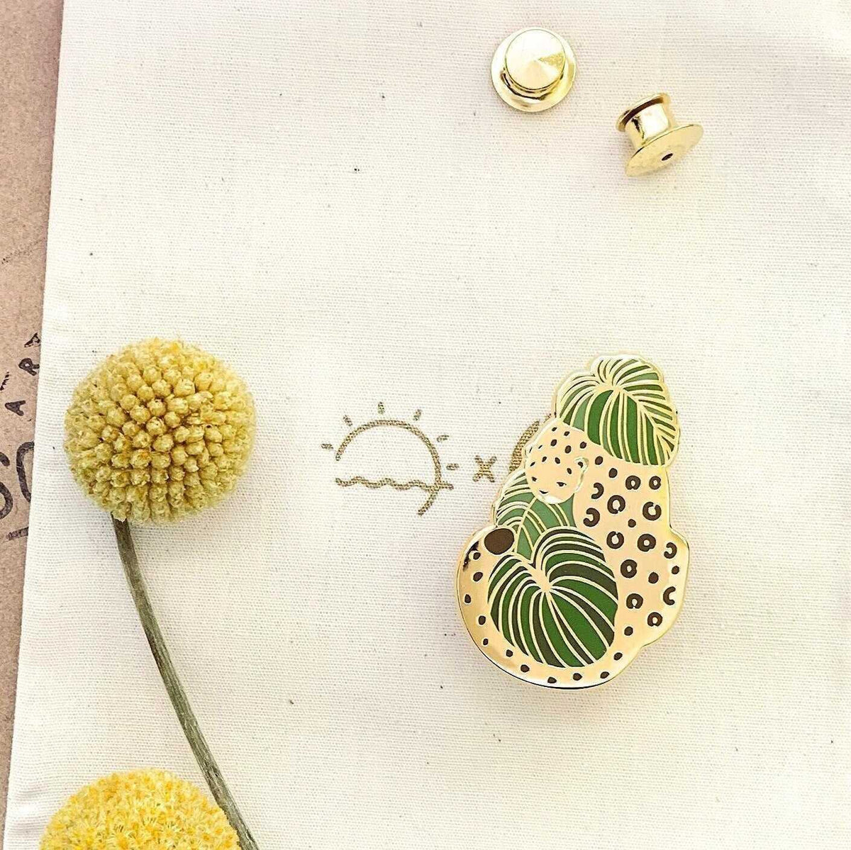 Leopard, Alocasia leaves Enamel Pin Brooches & Lapel Pins
