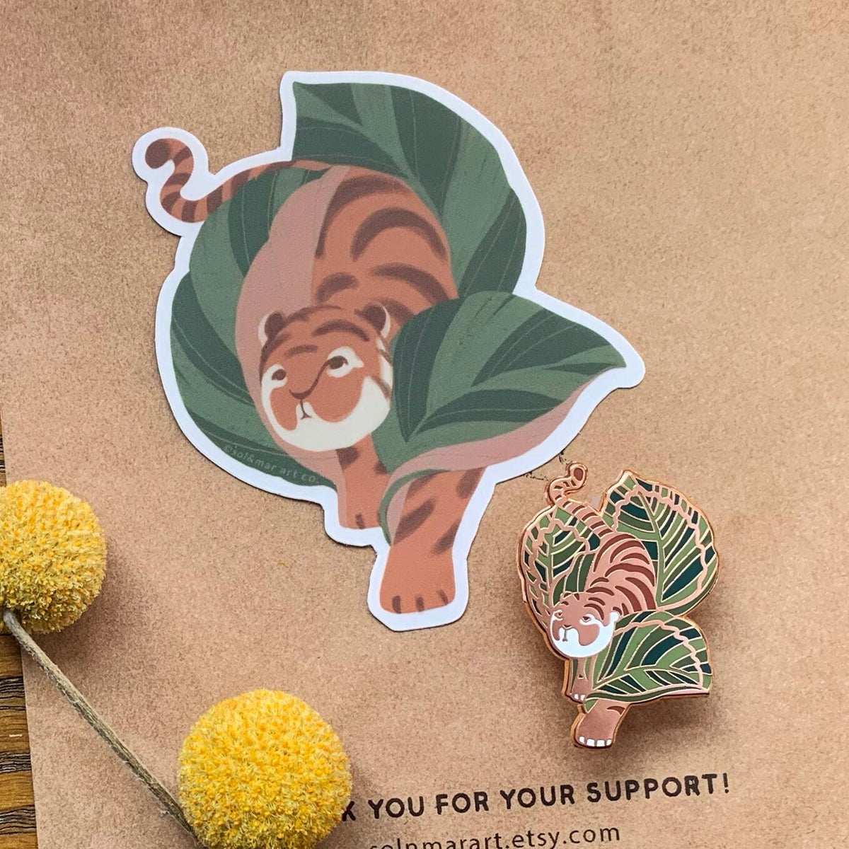 Tiger, Calathea Enamel Pin Brooches & Lapel Pins