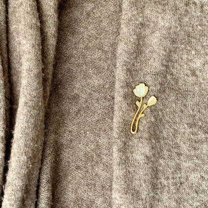 Peony Enamel Pin (off-white) Brooches & Lapel Pins