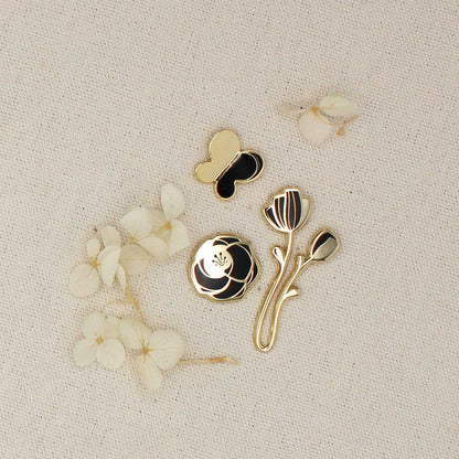 Minimal Garden Pin Collection (black) Brooches & Lapel Pins