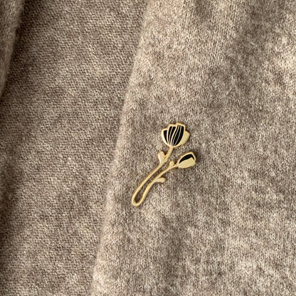 Peony Enamel Pin (Black) Brooches & Lapel Pins