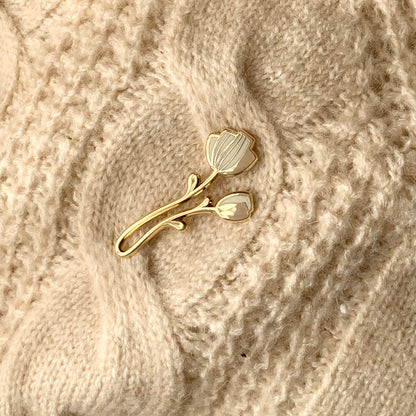 Peony Enamel Pin (off-white) Brooches & Lapel Pins