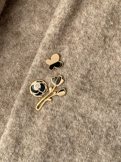 Minimal Garden Pin Collection (black) Brooches & Lapel Pins