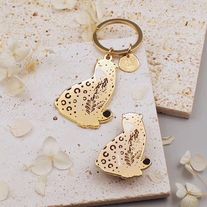 Leopard Enamel Keychain + Pin Set Keychains