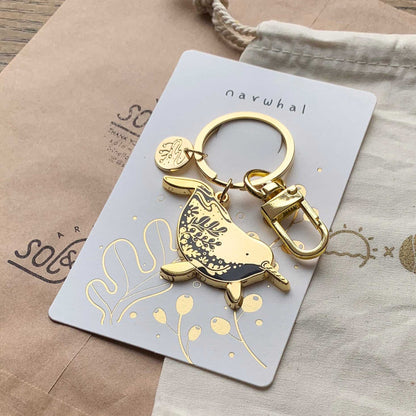 Narwhal enamel keyring + Postcard Set Keychains