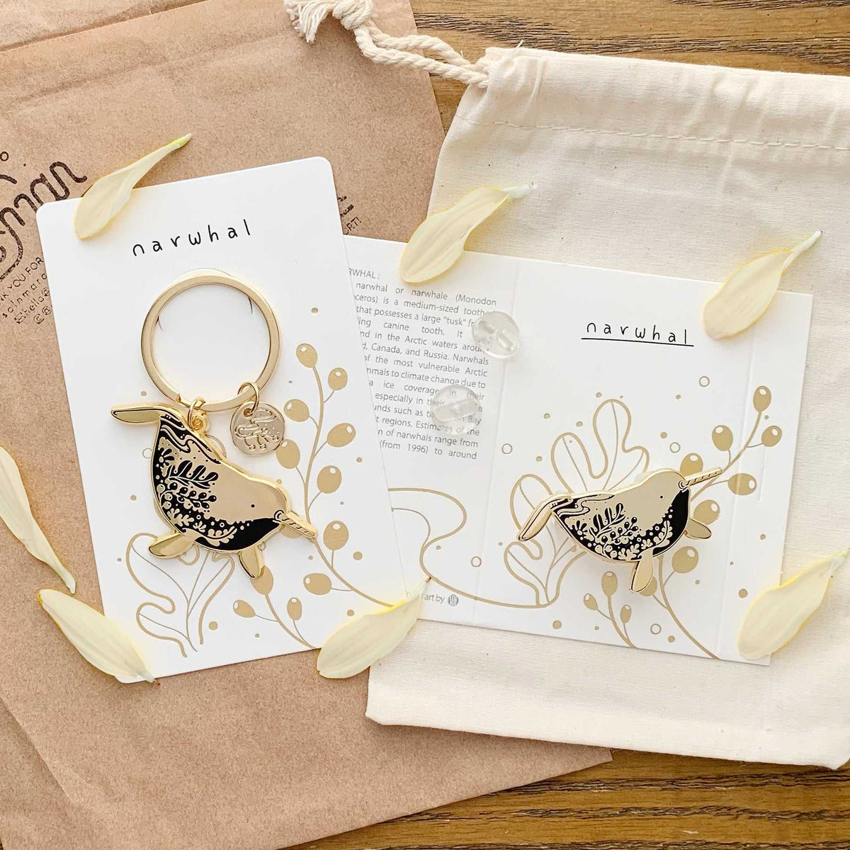 Narwhal Enamel Keychain + Pin Set Keychains