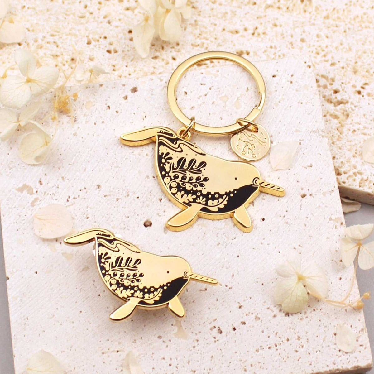 Narwhal Enamel Keychain + Pin Set Keychains