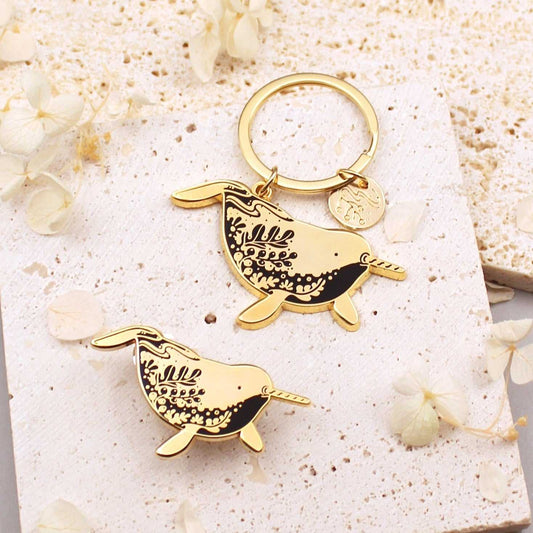 Narwhal Enamel Keychain + Pin Set Keychains