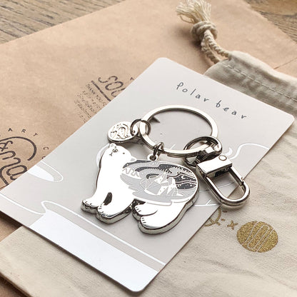 Polar Bear enamel keyring + Postcard Set Keychains