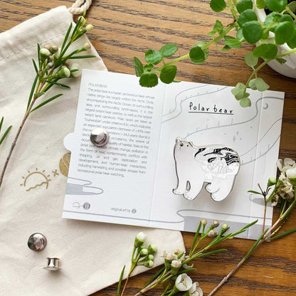 Polar Bear Enamel Keychain+ Pin Set Keychains