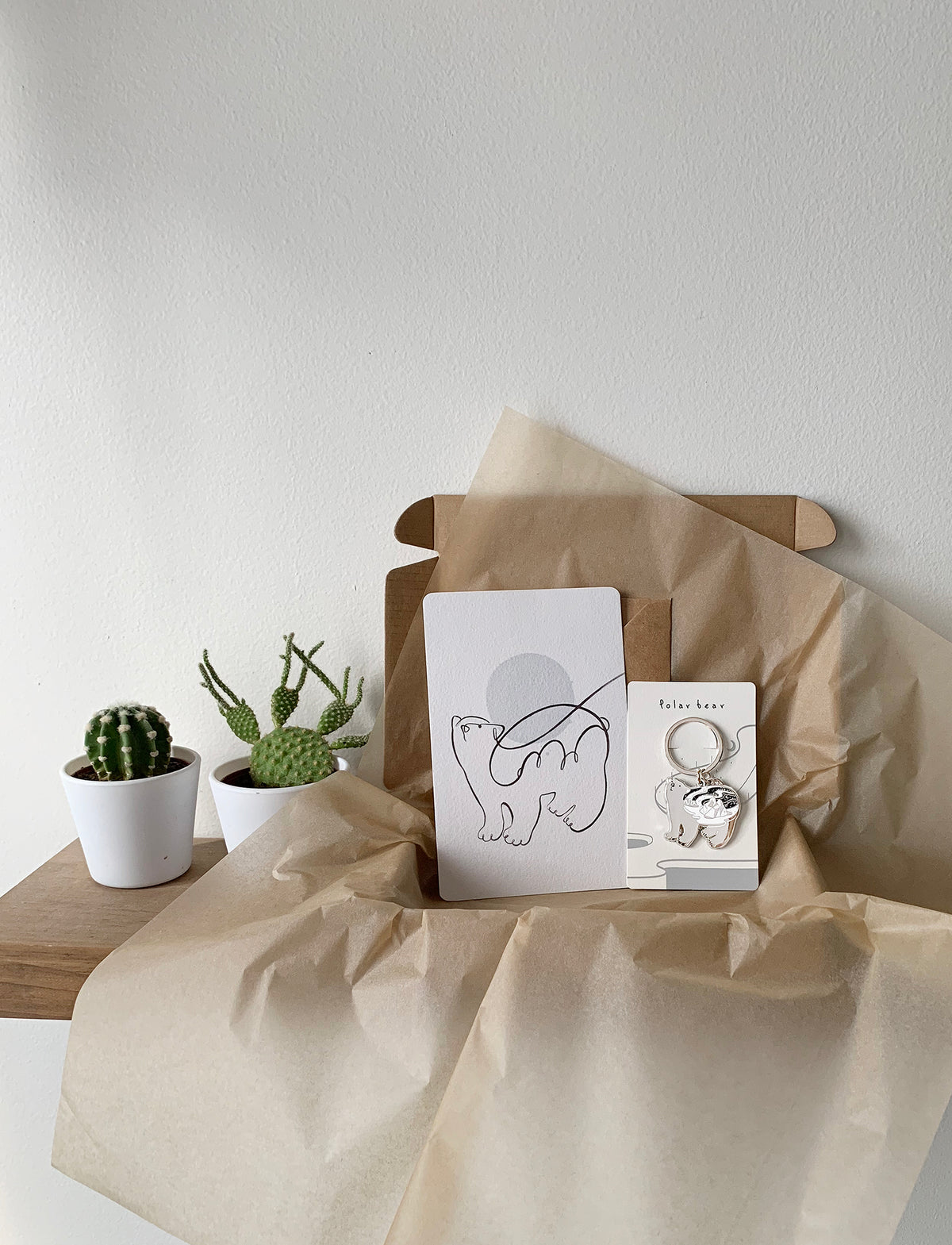 Polar Bear enamel keyring + Postcard Set Keychains