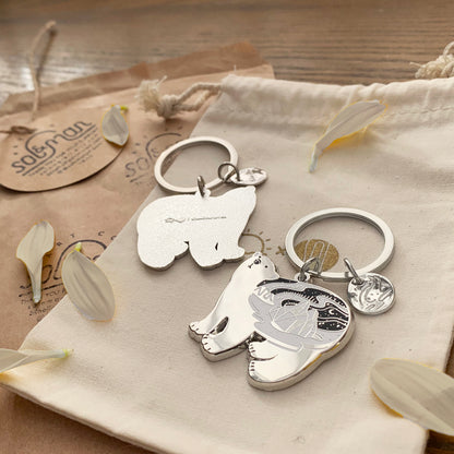 Polar Bear enamel keyring + Postcard Set Keychains