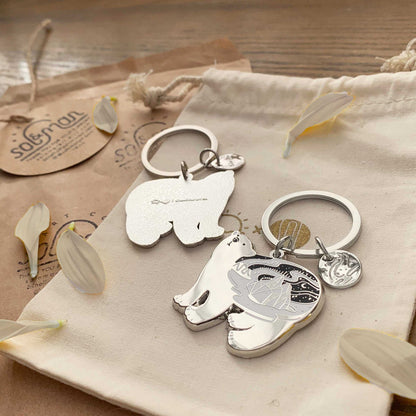 Polar Bear Enamel Keychain+ Pin Set Keychains