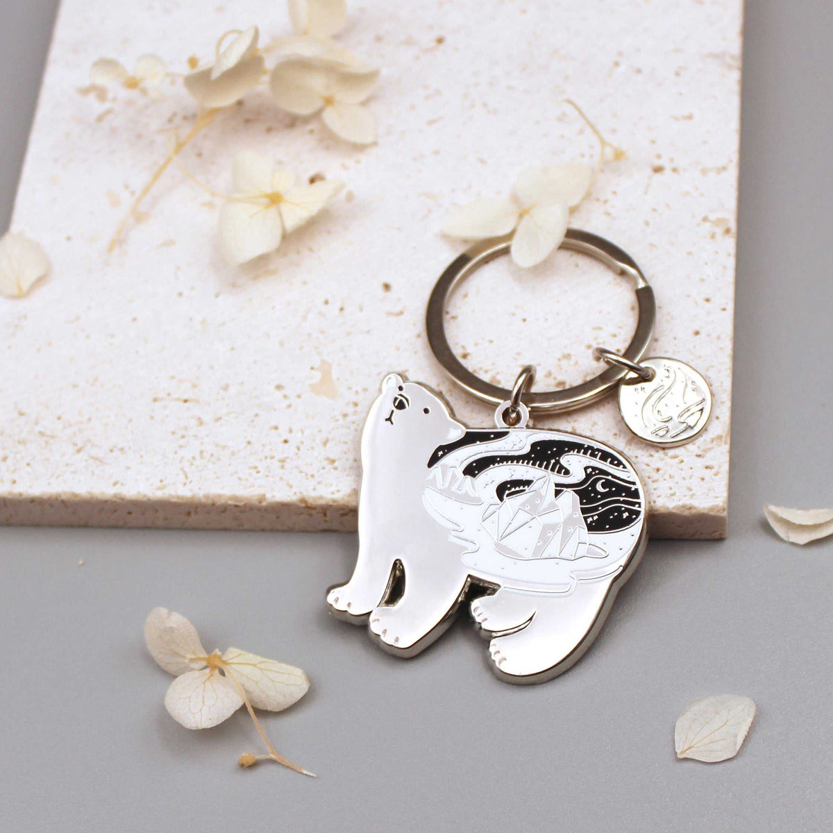 Polar Bear Enamel Keychain+ Pin Set Keychains