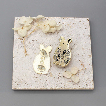 Rabbit Enamel Pin (Pygmy Rabbit) Brooches & Lapel Pins