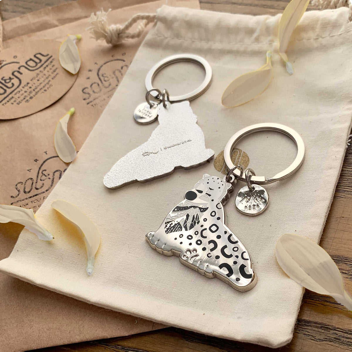 Snow Leopard Enamel Keychain + Pin set Keychains