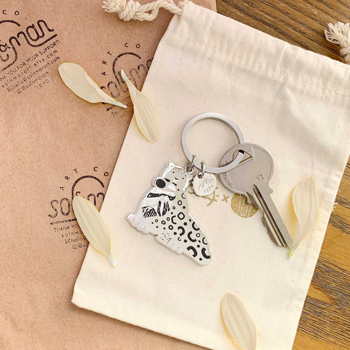 Snow Leopard Enamel Keychain + Pin set Keychains