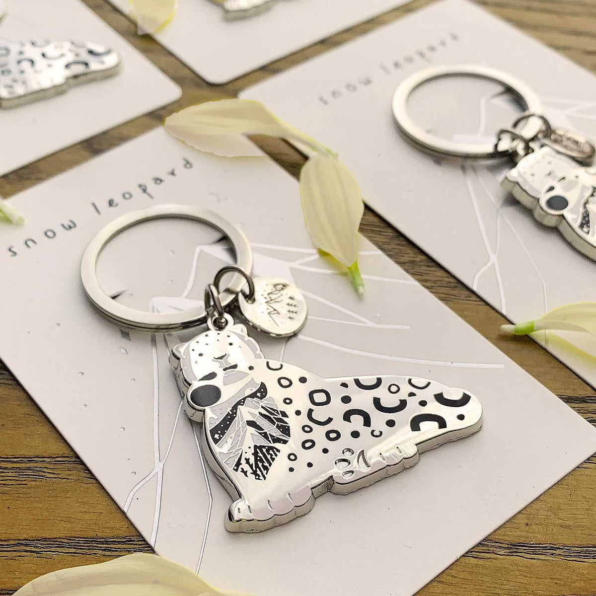 Snow Leopard Enamel Keychain + Pin set Keychains