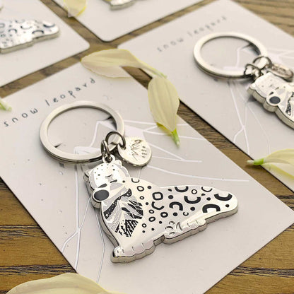 Snow Leopard Enamel Keychain + Pin set Keychains