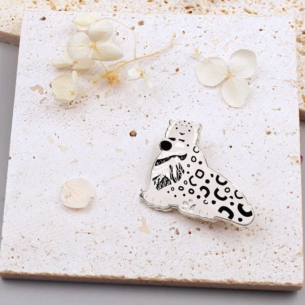 Snow Leopard Enamel Keychain + Pin set Keychains