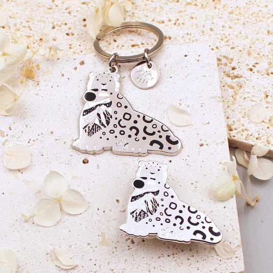 Snow Leopard Enamel Keychain + Pin set Keychains