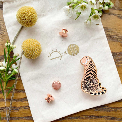 Tiger enamel pin + Postcard Set Brooches & Lapel Pins