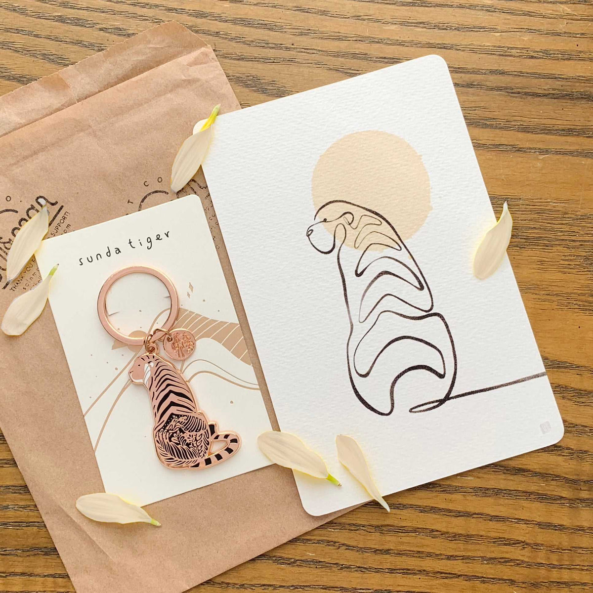 Tiger enamel Keyring + Postcard Set Keychains