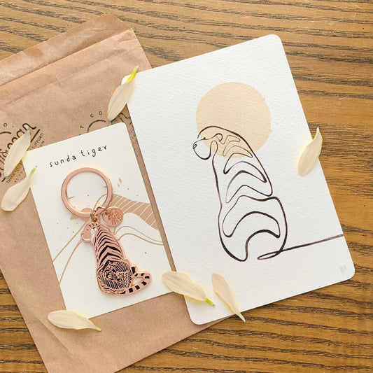 Tiger enamel Keyring + Postcard Set Keychains
