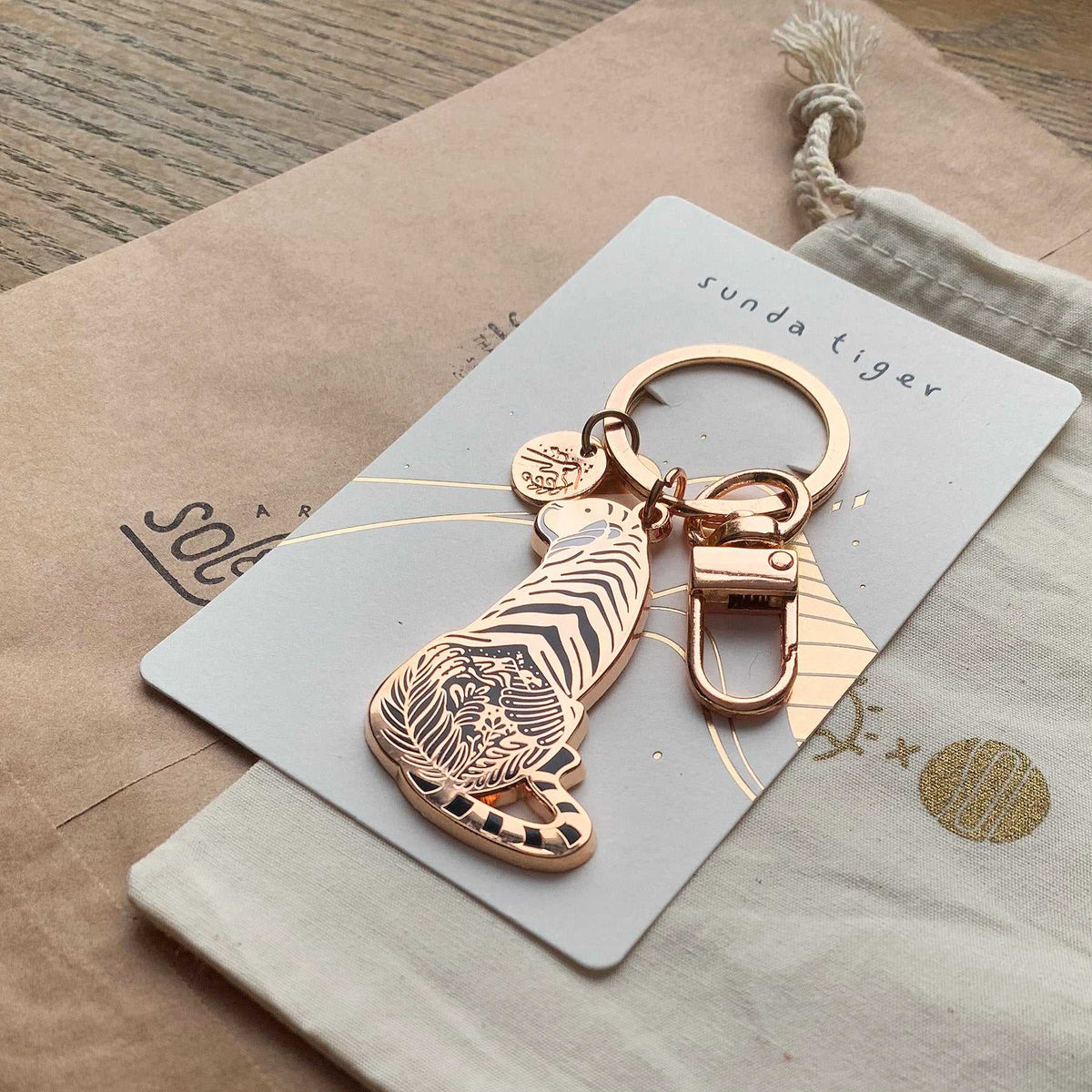 Tiger enamel Keyring + Postcard Set Keychains