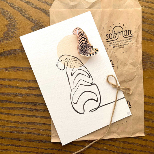Tiger enamel pin + Postcard Set Brooches & Lapel Pins